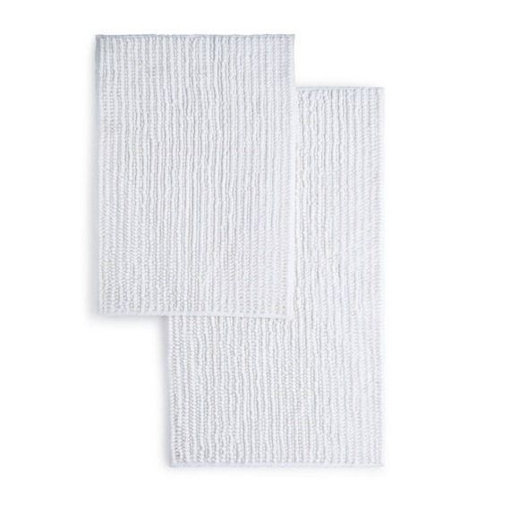 $40 2 Piece Martha Stewart Textured Noodle Slip Resistant Bath Rug Set, White - Picture 1 of 3